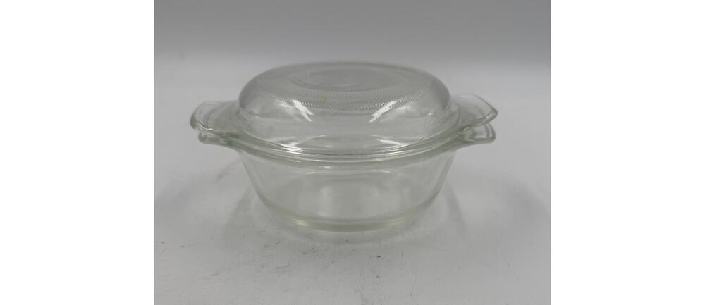 Vintage FIRE KING Ovenware Baking Refrigerator 12 oz Clear Bowl Dish Lid 472